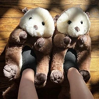 Plush Otter Slippers Unisex Rubber Sole Shoe (1 Pair) One-Size-Fits-Most
