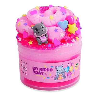 PeachyBbies Novelty Slime Fidget Putty (7oz Jar) "BB Hippo Bday" Icee Slime