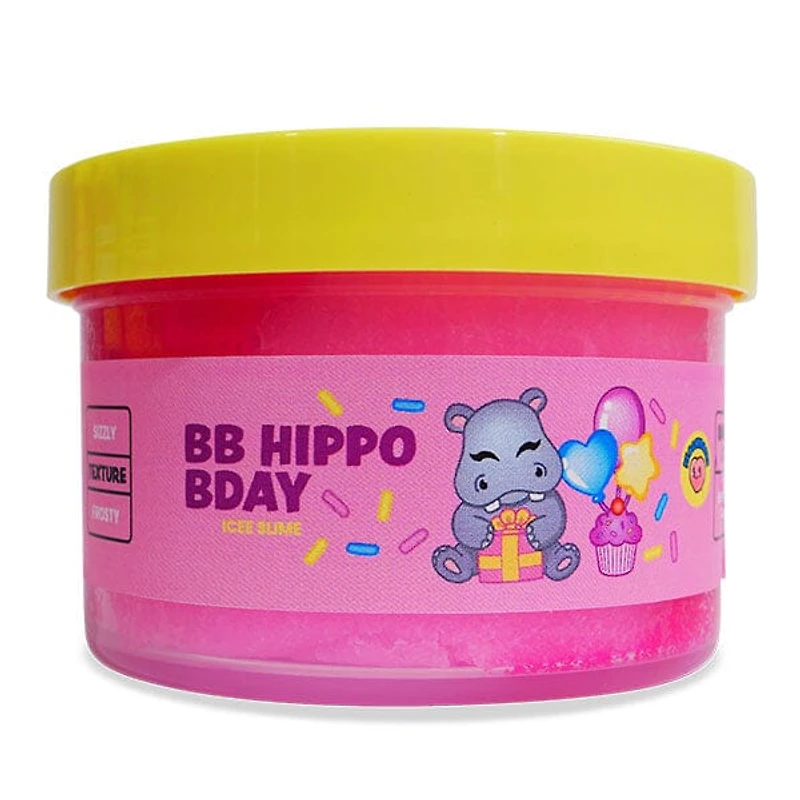 PeachyBbies Novelty Slime Fidget Putty (7oz Jar) "BB Hippo Bday" Icee Slime