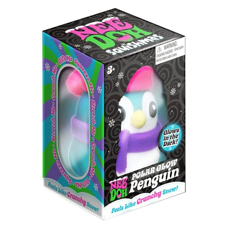 Nee Doh Polar Glow Penguin Crunchy Glow-In-The-Dark Fidget Toy (1pc) Color Ships Assorted