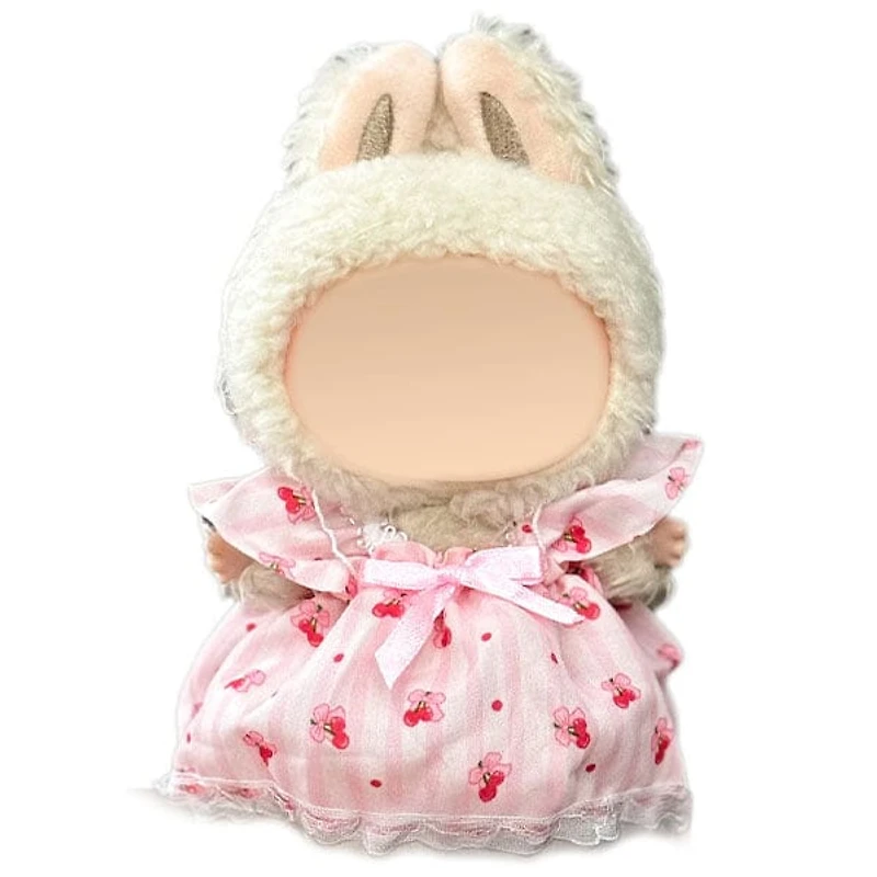 Outfit: Pink Cherry Print Dress for Dolls - Petite Threads