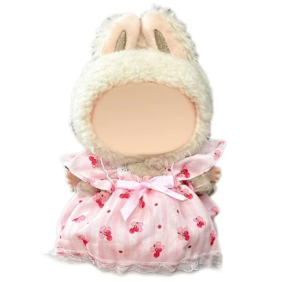 Outfit: Pink Cherry Print Dress for Dolls - Petite Threads