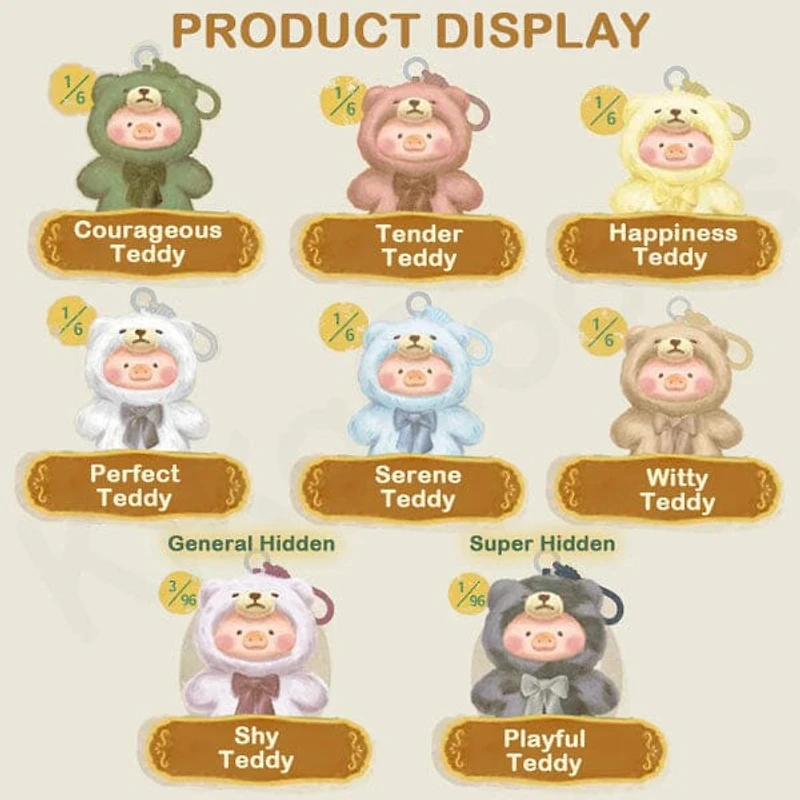 TOYZERO+ x Lulu The Piggy: Vintage Teddy Shop Series Plush Keychain Blind Box (1pc)