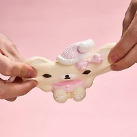 SqueezeSquad Taba Deluxe Premium Silicone Squishy Fidget Toy - Pink Hatted Bear