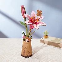 Rowood Pink Lily Flower Wooden Bloom Craft DIY Kit (73pc)