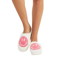 Smiley Face Plush Slippers for Indoors & Outdoors