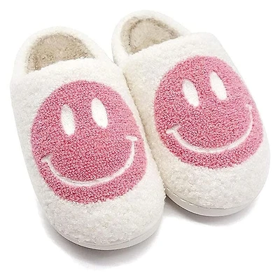 Smiley Face Plush Slippers for Indoors & Outdoors