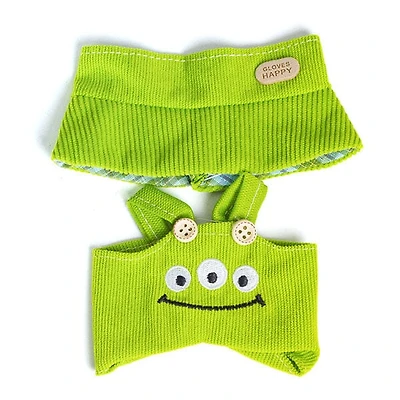 Outfit: Green Corduroy Monster Overalls & Matching Bucket Hat for Dolls - Petite Threads