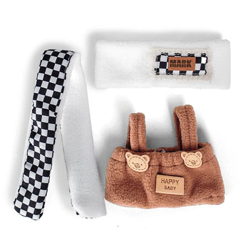 Outfit: Brown Pants & Checkered Scarf for Dolls - Petite Threads