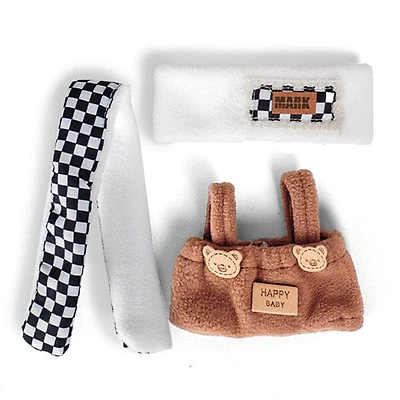 Outfit: Brown Pants & Checkered Scarf for Dolls - Petite Threads