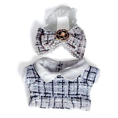 Outfit: Black Tweed Dress & Bow for Dolls - Petite Threads