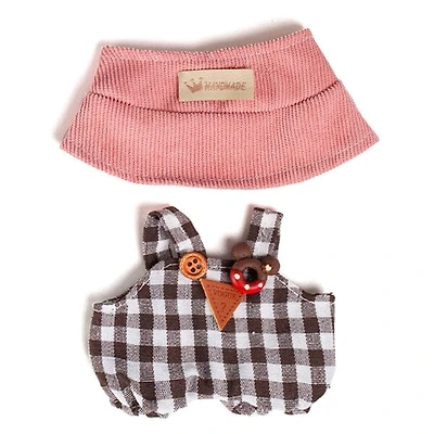 Outfit: “Country Cutie” Checkered Overalls & Gingham Hat for Dolls - Petite Threads