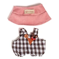 Outfit: “Country Cutie” Checkered Overalls & Gingham Hat for Dolls - Petite Threads