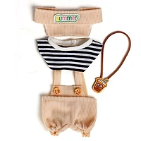 Outfit: Tan Corduroy Overalls & Visor for Dolls - Petite Threads