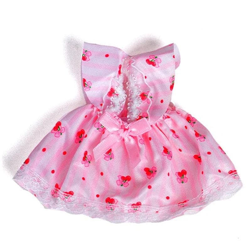 Outfit: Pink Cherry Print Dress for Dolls - Petite Threads