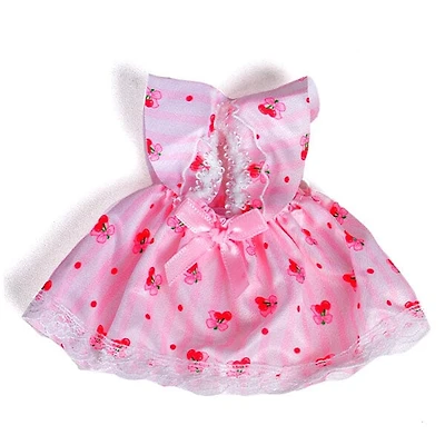 Outfit: Pink Cherry Print Dress for Dolls - Petite Threads