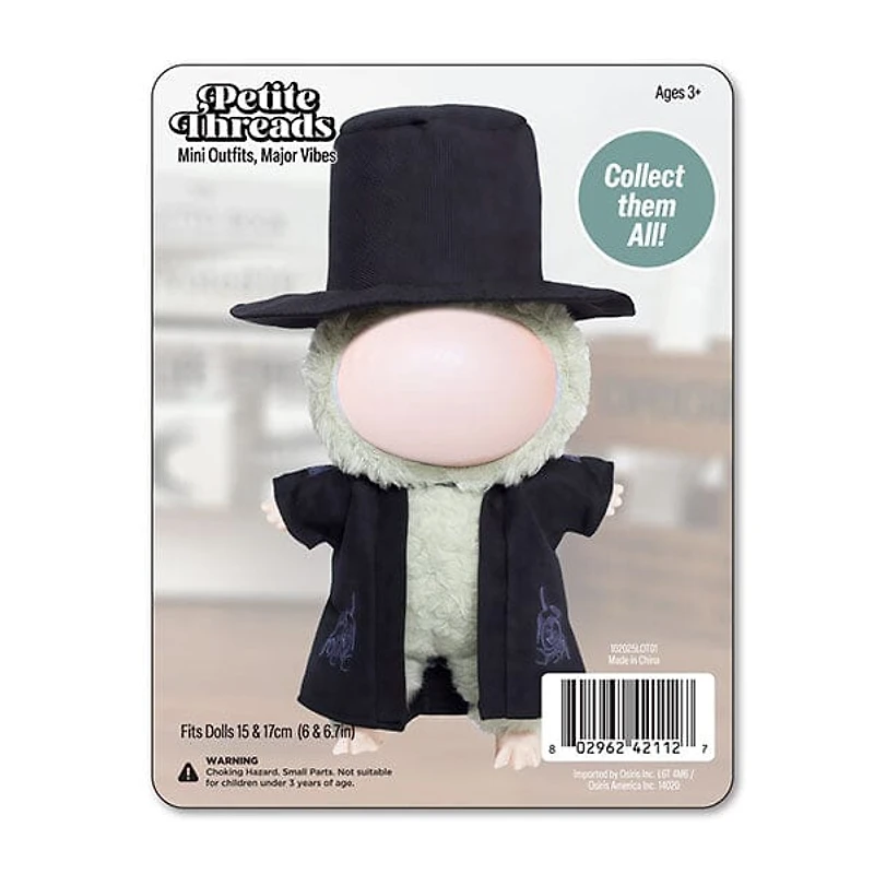 Outfit: Black Robe & Matching Hat Set for Dolls - Petite Threads
