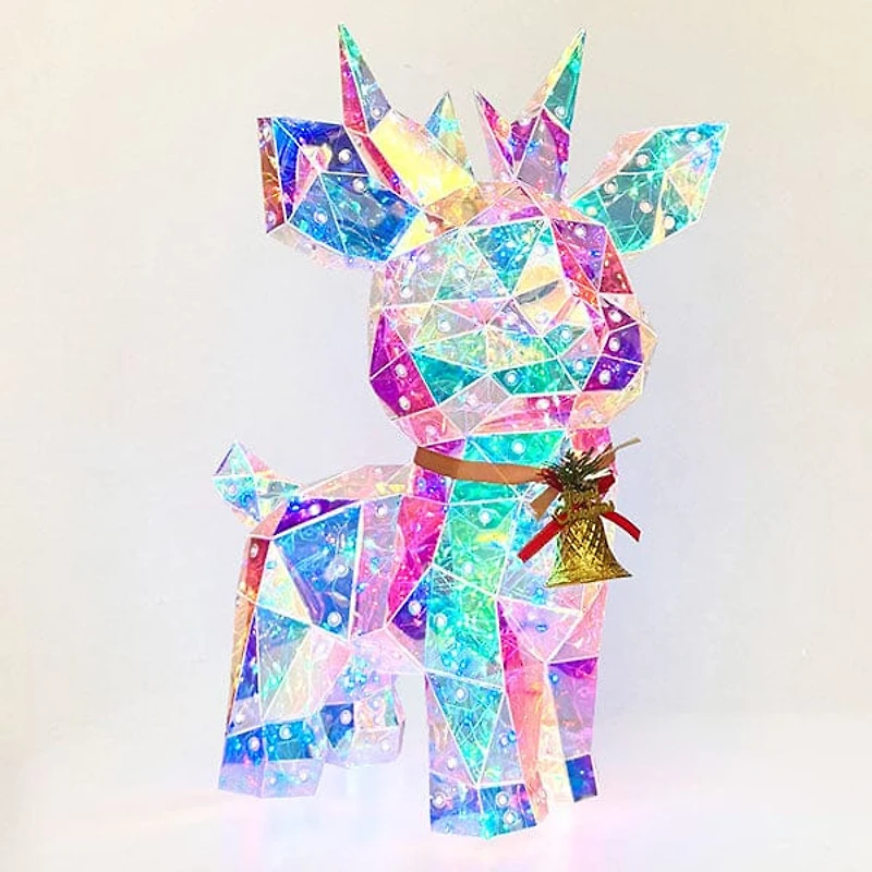 LitLuster Geometric LED Multi-Color Holographic Reindeer