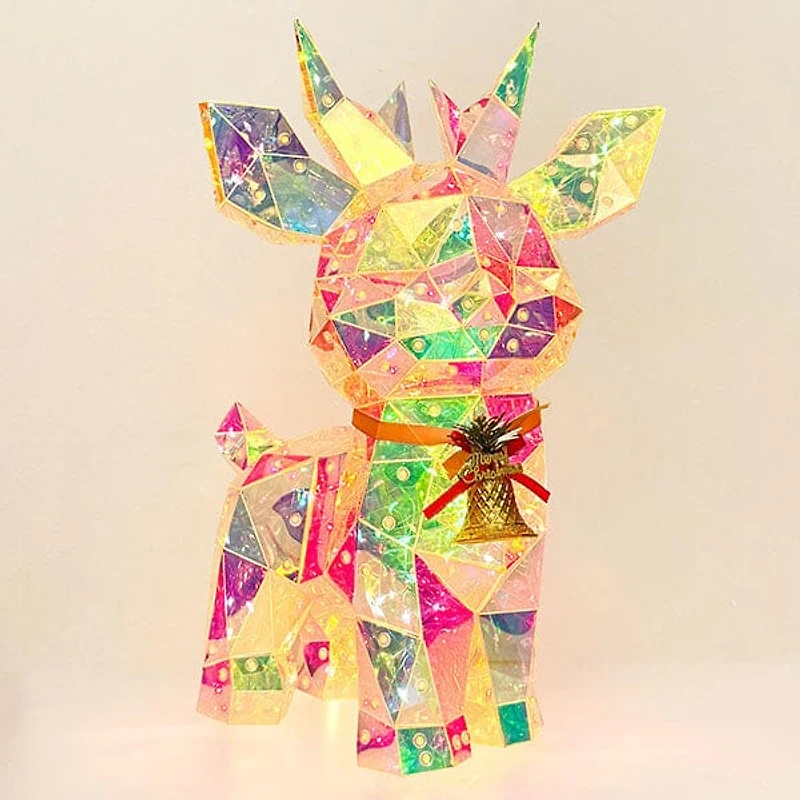 LitLuster Geometric LED Multi-Color Holographic Reindeer