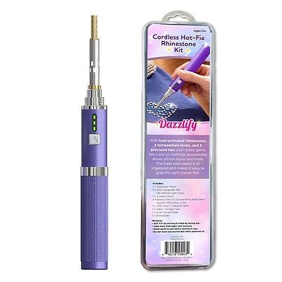 Dazzlify Cordless Hot-Fix Bedazzle Rhinestone Applicator Wand Mini Kit