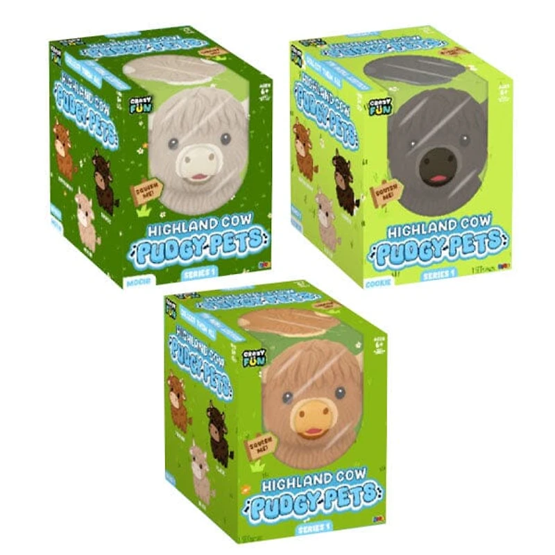 RMS® Highland Cow Pudgy Pets Series 1 Squishy Fidget Toy (1pc) Style Ships Assorted