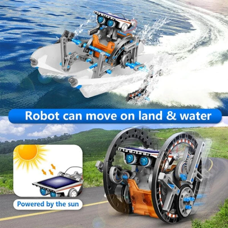 BrainyBotz 13-in-1 DIY Robot Solar-Powered Smart STEM Building & Programming Kit (190pc)
