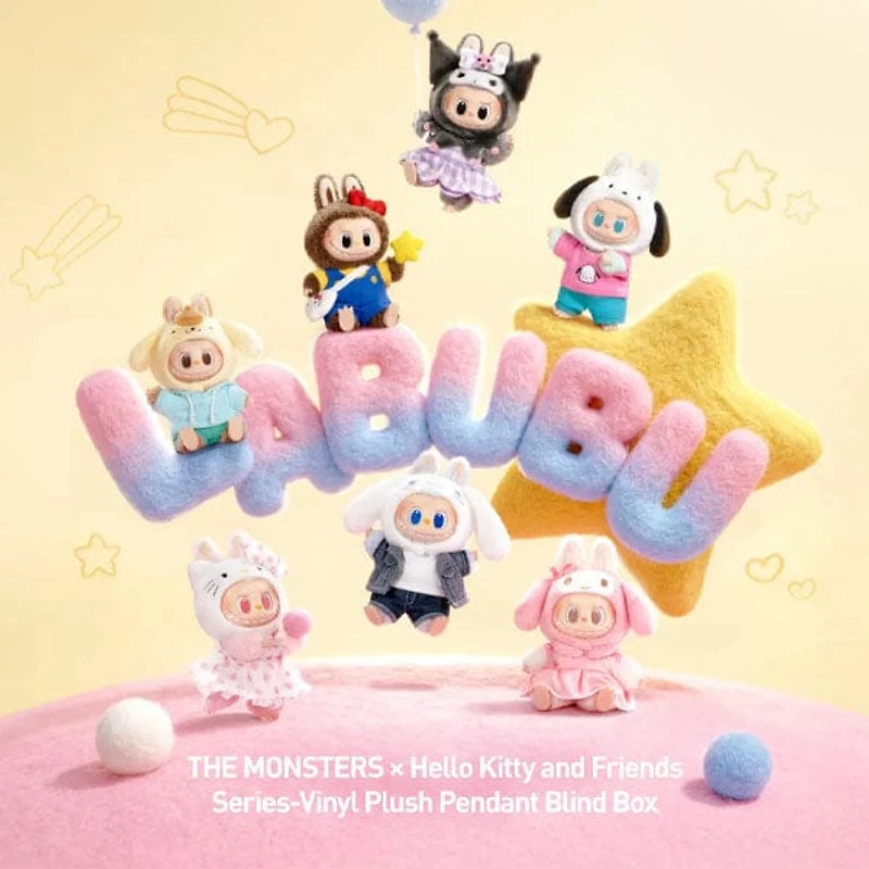 Pop Mart: THE MONSTERS x Sanrio Hello Kitty and Friends Series Plush Keyring Figurine Blind Box (1pc)