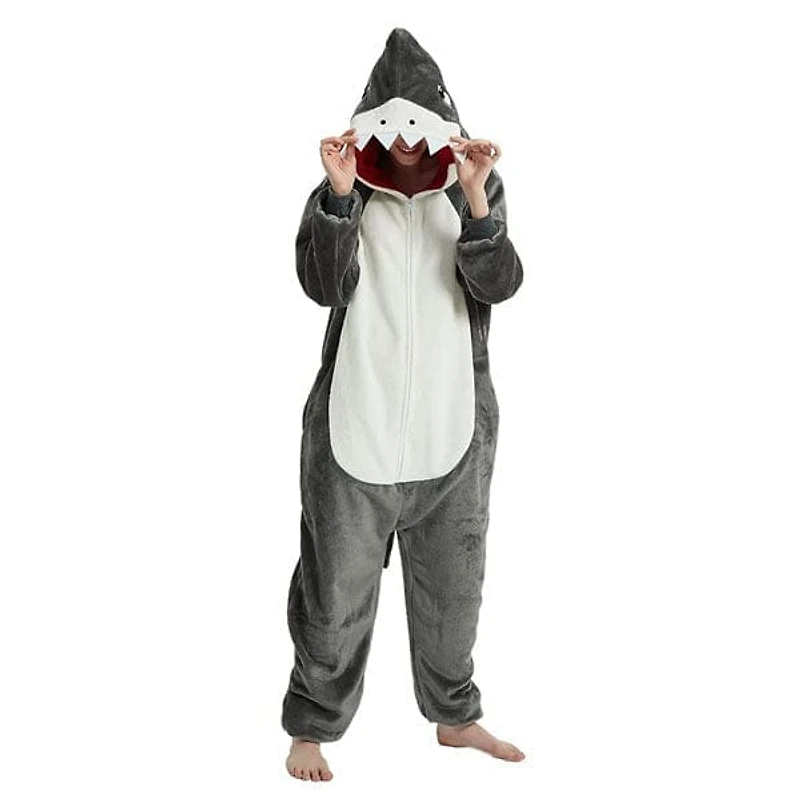 Cozy Cuddler Shark Flannel Onesie For Adults & Kids (1pc) Multiple Sizes