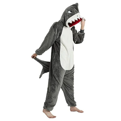 Cozy Cuddler Shark Flannel Onesie For Adults & Kids (1pc) Multiple Sizes