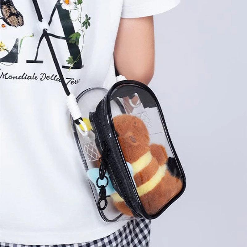 Transparent Crossbody Shoulder Bag For Plush Doll Display (1pc) Petite Threads