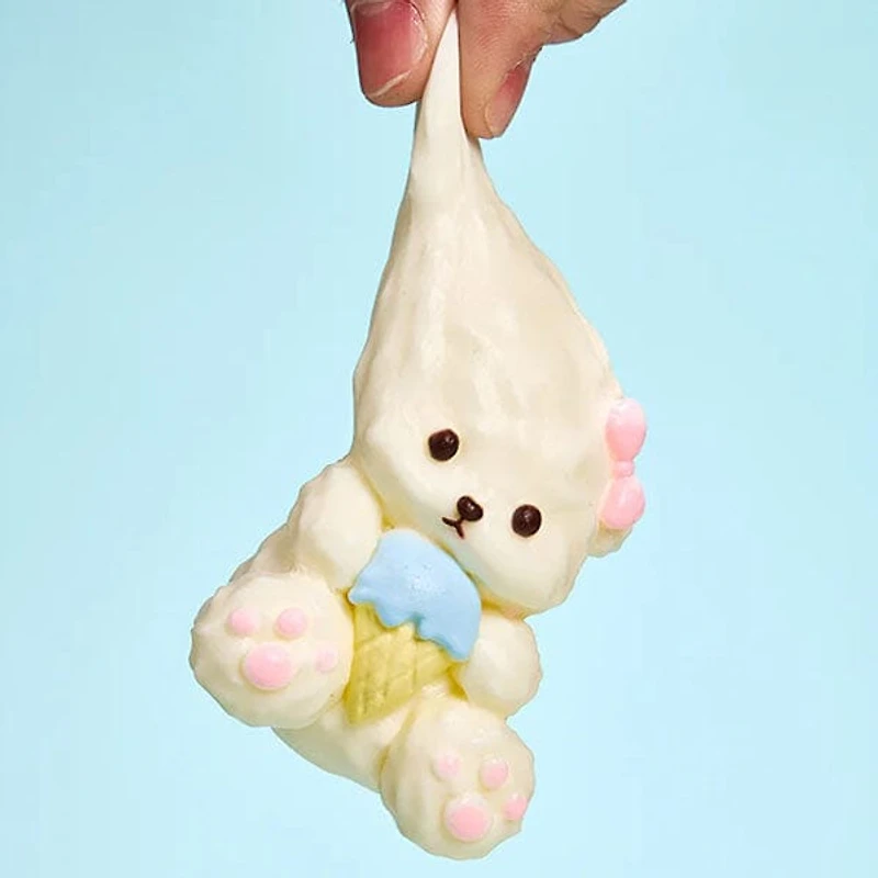 SqueezeSquad Taba Deluxe Premium Silicone Squishy Fidget Toy - Dog w/ Ice Cream Cone