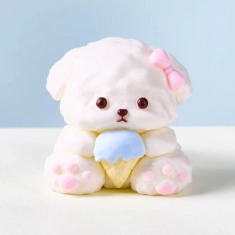SqueezeSquad Taba Deluxe Premium Silicone Squishy Fidget Toy - Dog w/ Ice Cream Cone