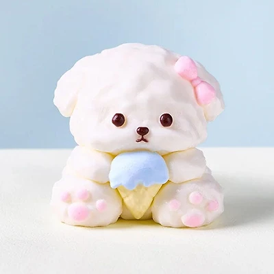 SqueezeSquad Taba Deluxe Premium Silicone Squishy Fidget Toy - Dog w/ Ice Cream Cone