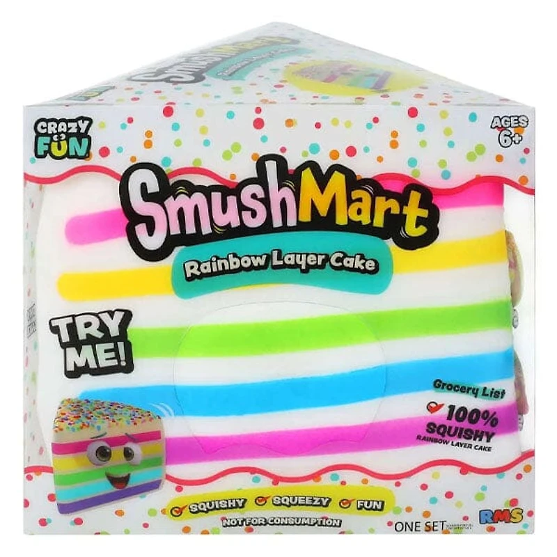 RMS® SmushMart Giant Rainbow Layer Cake Slice Squishy Fidget Toy (1pc)