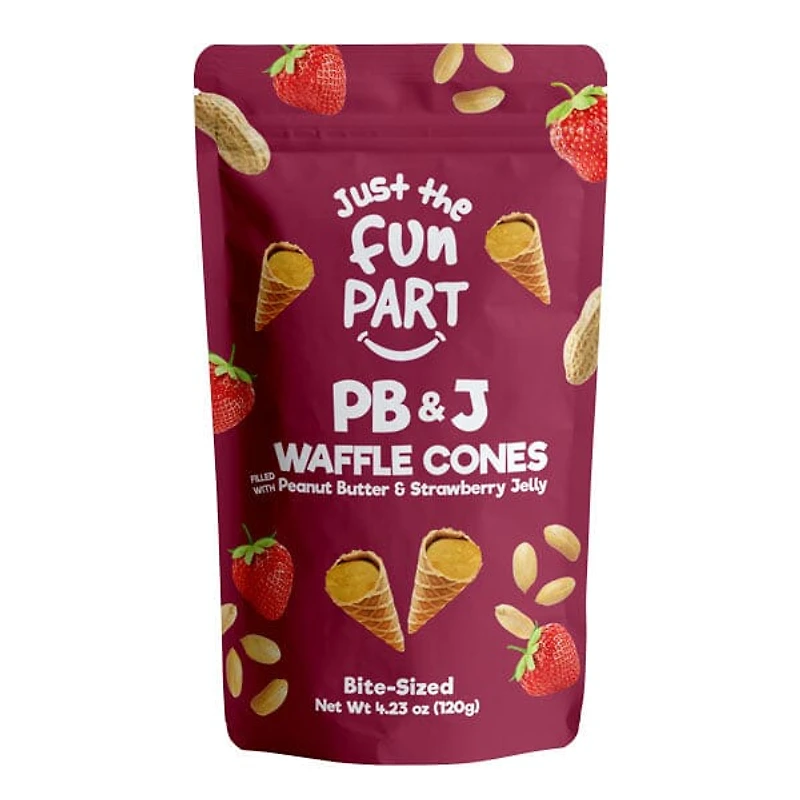 Just The Fun Part Peanut Butter & Jelly Filled Bite-Size Crispy Mini Waffle Cones (120g) Multiple Flavors