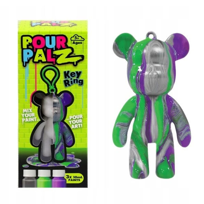 Pour Palz DIY Teddy Bear Keychain Paint Pour Kit (Color Ships Assorted)
