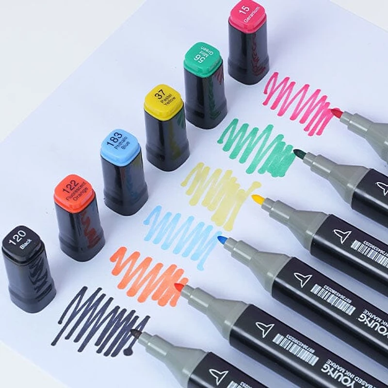 TouchHero Double Tipped Alcohol Based Markers (24 Pack) 1mm & 6mm Tips