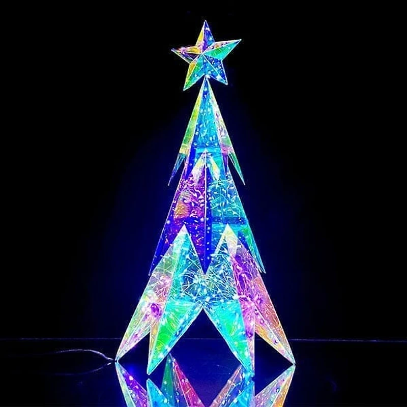 LitLuster Geometric LED Multi-Color Holographic Christmas Tree