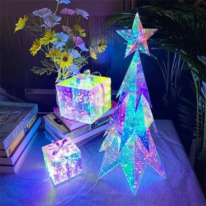 LitLuster Geometric LED Multi-Color Holographic Christmas Tree