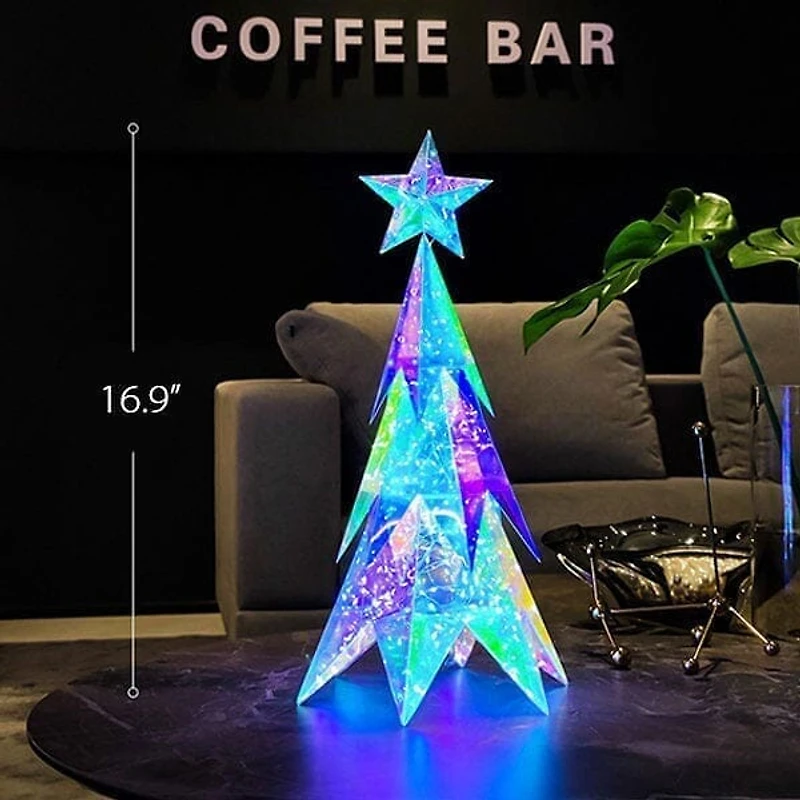 LitLuster Geometric LED Multi-Color Holographic Christmas Tree