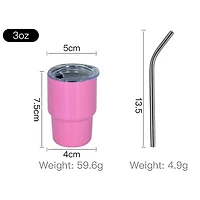 HydriEase Mini 3oz Vacuum Insulated Tumbler Shot Glass Cups With Straws (4pk)