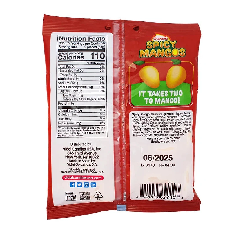 Vidal Spicy Mango Filled Gummies - 3.5oz