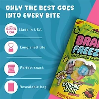 Brain Freeze x Warheads: Extreme Sour Crunch Freeze Dried Candy (2.2oz) Mixed Fruit Flavor