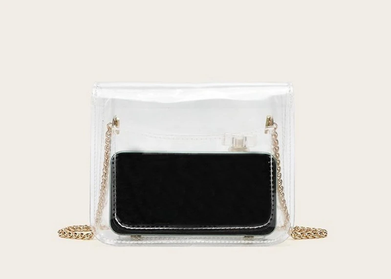 P clear mini bags  with metal chain