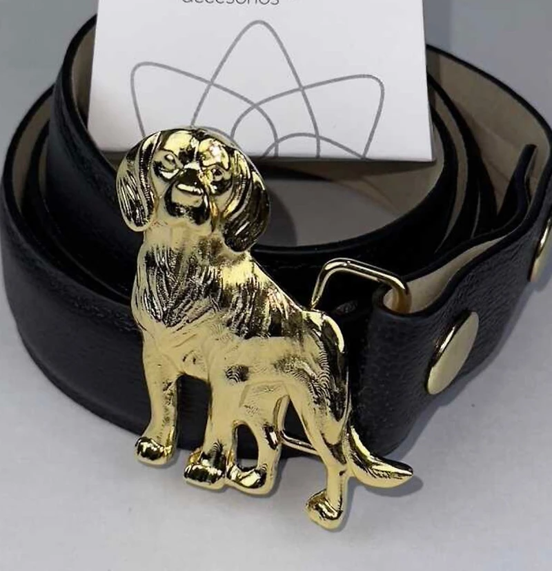 A leather pets buckle belt