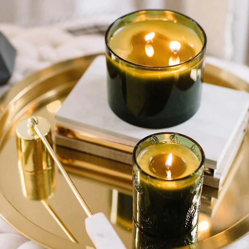 Fraiser fair candle molded green glass