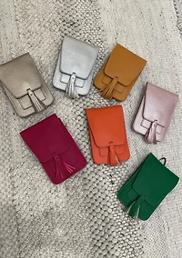 P cell phone bag with tassels