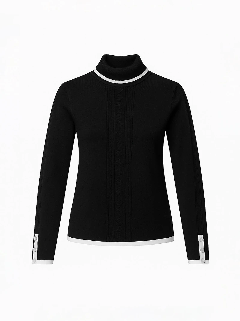 Long-sleeve semi-fitted pullover sweater