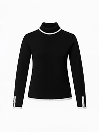 Long-sleeve semi-fitted pullover sweater