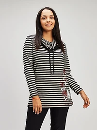 Tunique en tricot semi-ajustée à manches longues